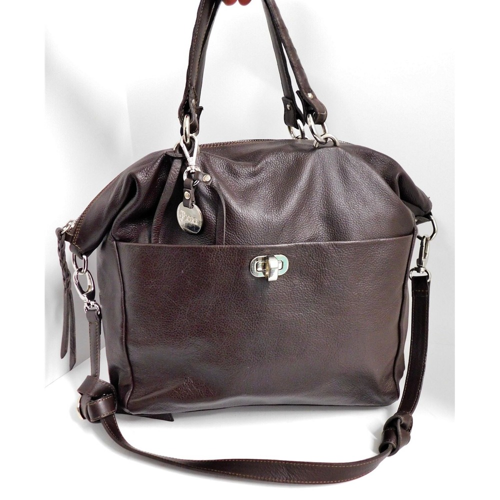 Fiore Italy‎ Brown Leather Large Tote Crossbody Bag